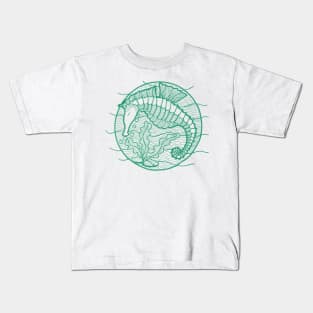 Seahorse graphic in green ink Kids T-Shirt